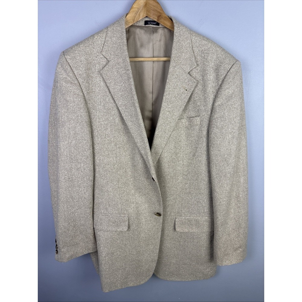 100% Silk Men's Blazer Tan Size 42 Long John Ashford Old Money Preppy Beach
